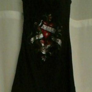 Ed Hardy Blingy Little black flowy party dress